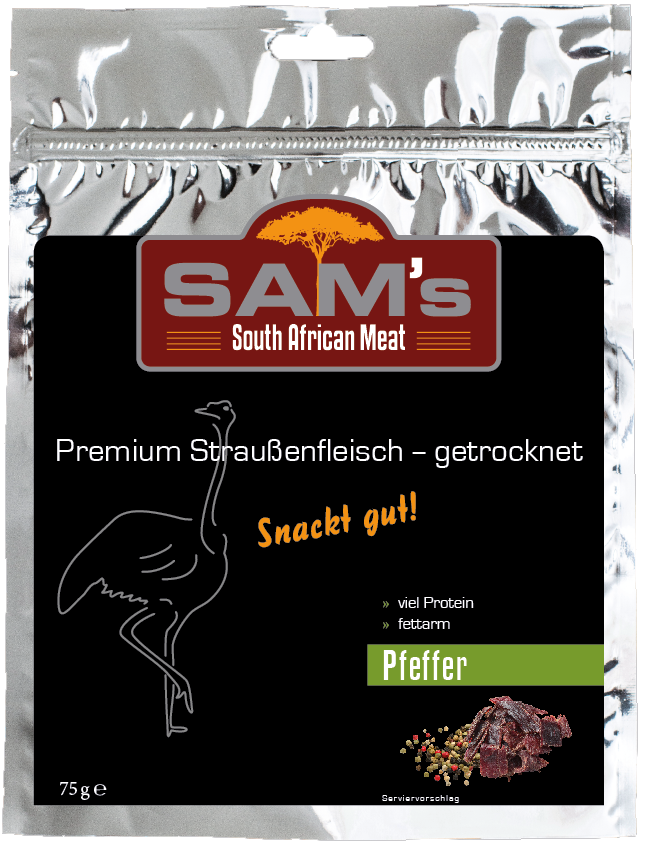 SAMs Straußenfleisch-Pfeffer-Packung